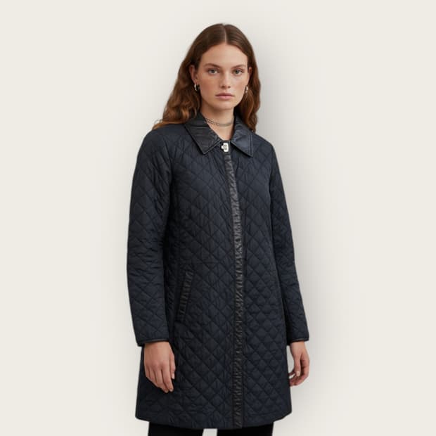 40/ 페라가모 레더 트리밍 퀄팅 패딩 자켓