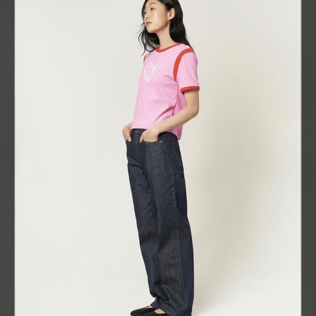 26) 플랙 로그 콘밀원단 하이라이즈 인디고 청바지 데님팬츠