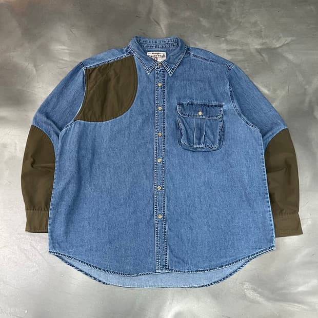  랭글러 배색 워크 데님셔츠 y16132