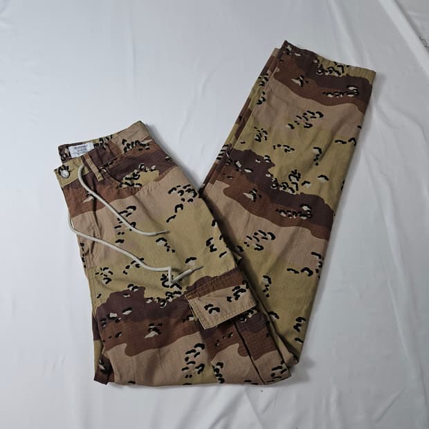 비에스래빗 카고 루즈핏 카모팬츠 스트링 코튼 워크 L