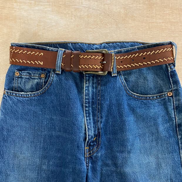 VTG leather stitch belt 미국 빈티지 스티치 레더 벨트