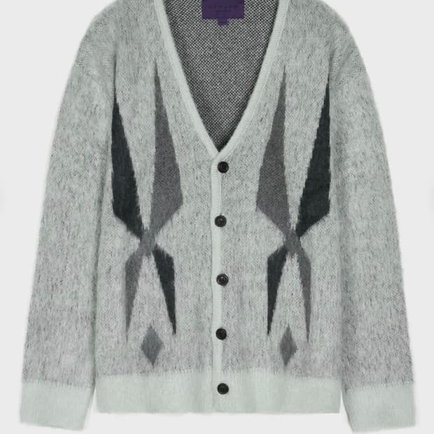 비슬로우 퍼플라인 아가일 모헤어 브이넥 니트 가디건