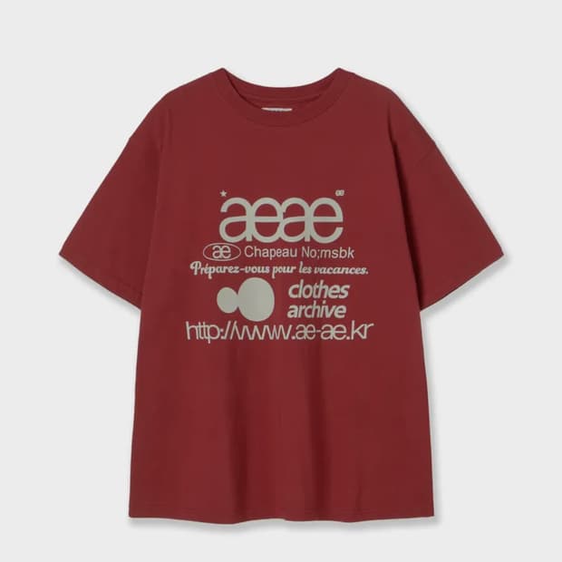 aeae 웹로고 티셔츠 레드 버건디 에이이에이이