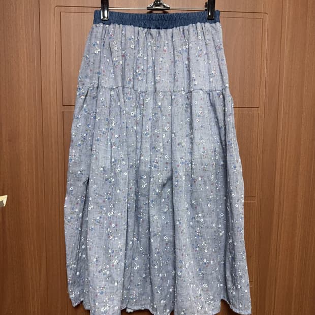 모리걸 하구미 일본 빈티지 아오이 유우 잔꽃 남색 블루 롱 스커트