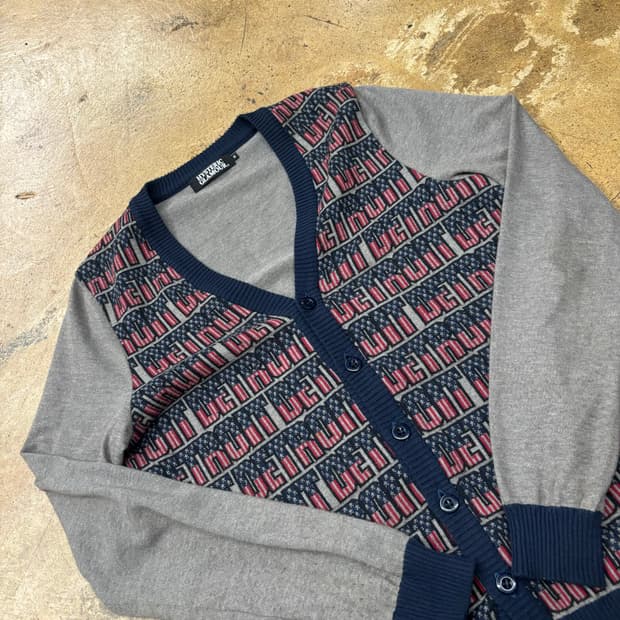 히스테릭글래머 그레이 패턴 브이넥 가디건