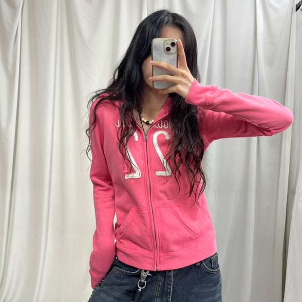 Hollister pink hood zip-up