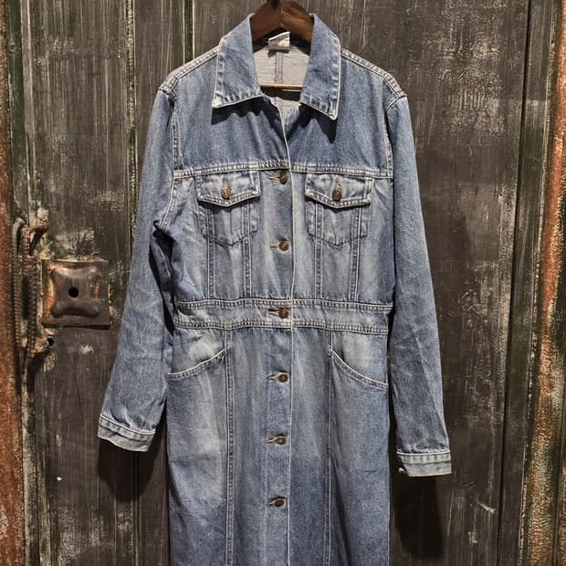 80s Light Wash Denim Long Jacket