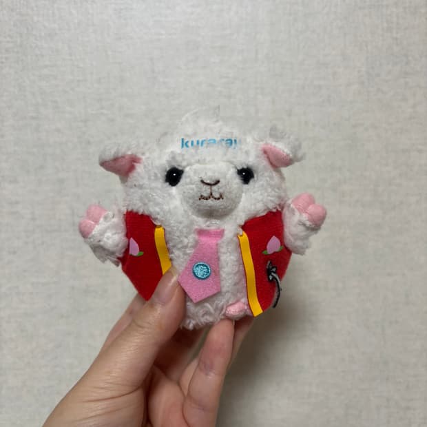 고전 빈티지 복숭아동자 양 인형