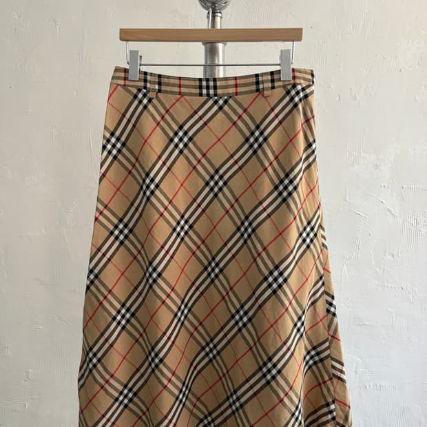 Burberry 버버리 런던 노바체크 린넨 미디 스커트