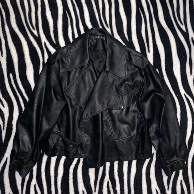 블랙 레더 자켓