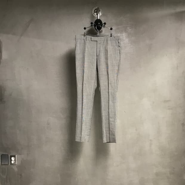 YSL 입생로랑 잔체크 슬랙스 그레이 50