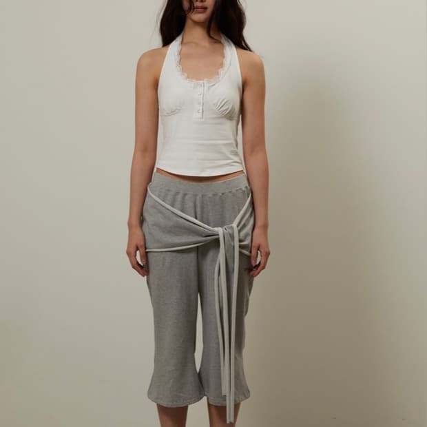 기머 gimor Strap Knot Capri Pants Gray
