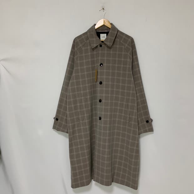 빔즈 JPN 빈티지 롱 체크 블레이저 트렌치 코트 L 남녀공용