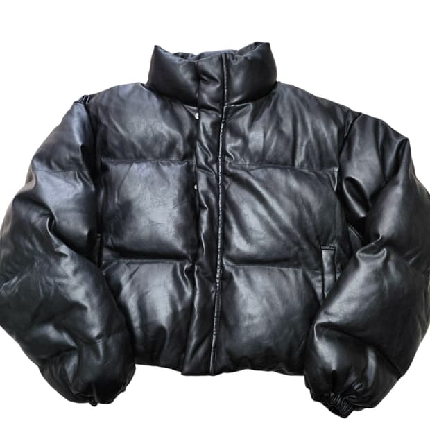 블랙업 레더 패딩