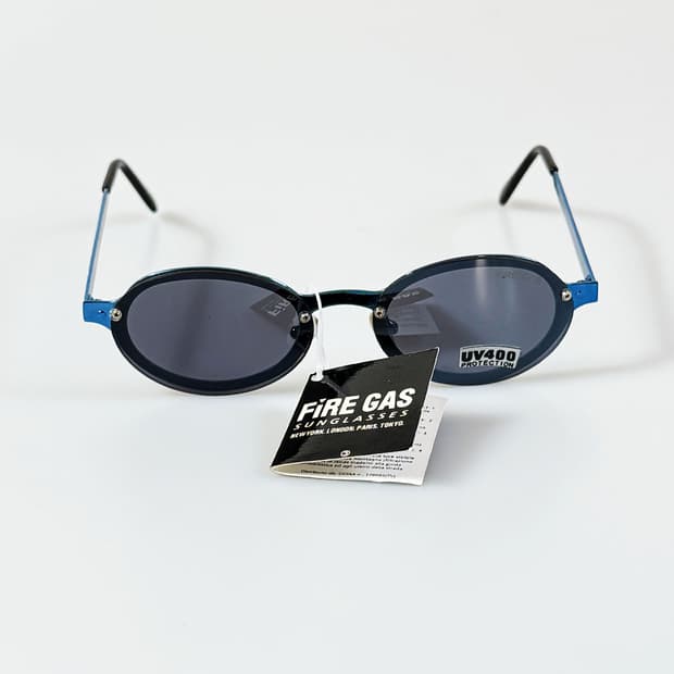 90s FIRE GAS 무테 오벌 블루메탈 프레임 빈티지 선글라스