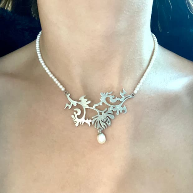 Pearl & Silver Choker Necklace