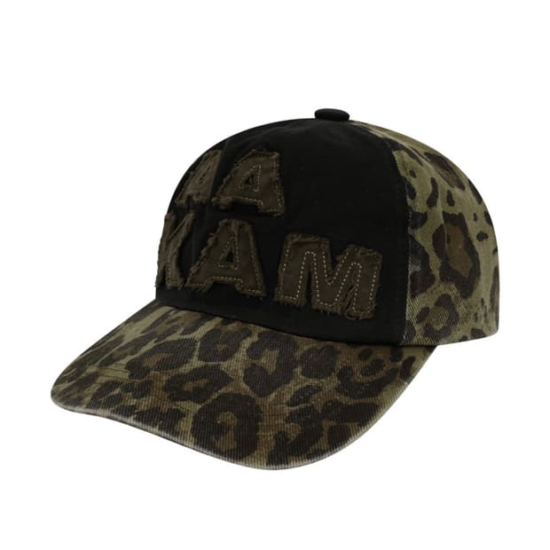 Leopard Patch Cotton Ball Cap (Khaki) 
