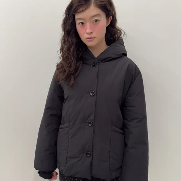 타입서비스 코튼 후디드 푸퍼 자켓 블랙