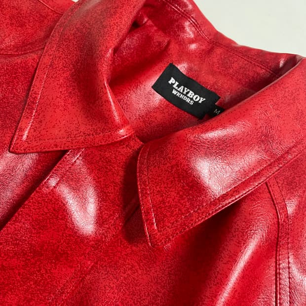 플레이보이 위캔더스 레드 가죽 자켓