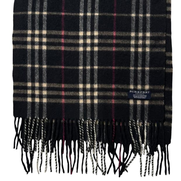 버버리 캐시미어 100% 체크 머플러 목도리 블랙