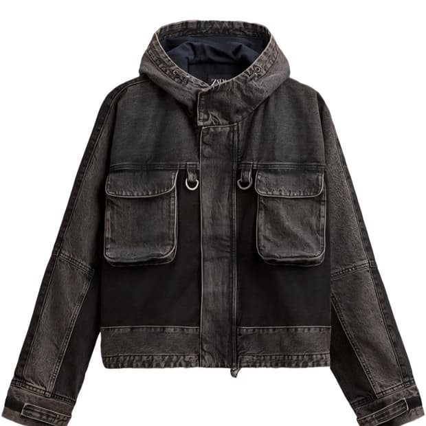 ZARA 후드 콤비 데님 점퍼
