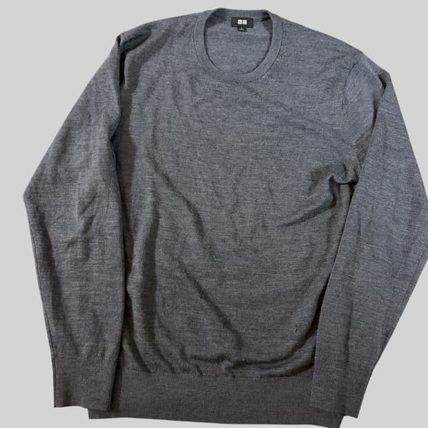 유니클로 메리노 크루넥 스웨터 그레이 L
