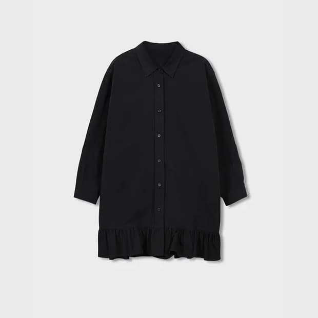 필로컬리 프릴 미니셔츠드레스(블랙)