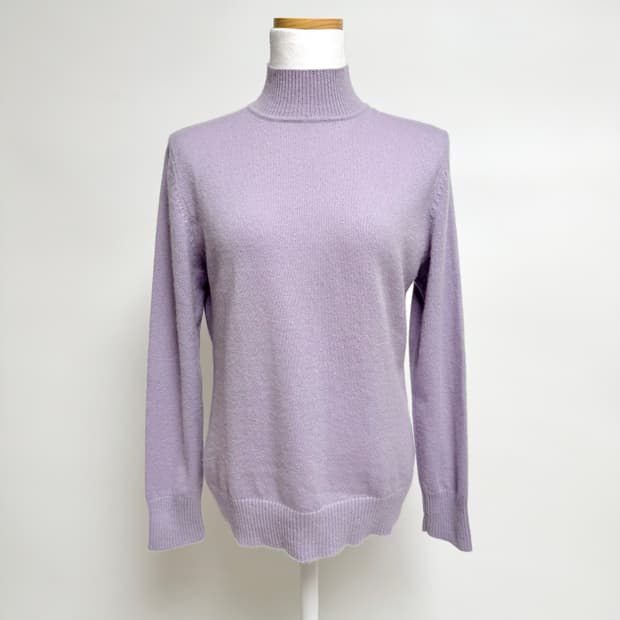 [캐시미어 100%] 라벤더 반폴라 하프넥 목폴라 니트 L