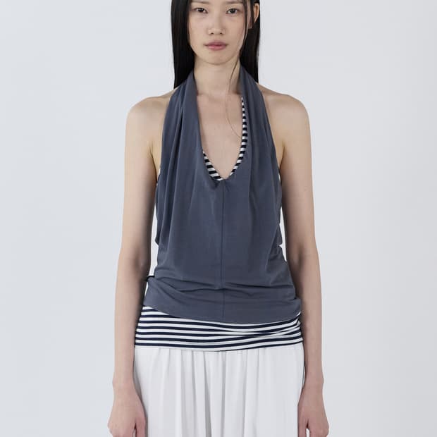 세릭 Drape Halter Neck Sleeveless Navy