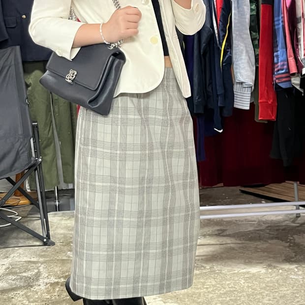 Burberry 버버리 울 실크 체크 스커트