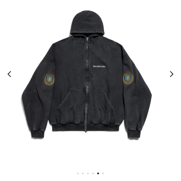 [4] 발렌시아가 유니폼 패치 후드 집업 페이드 블랙