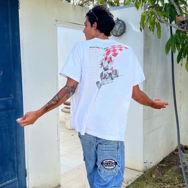 빈티지 Fubu 더 콜렉션 써클로고 배기 카펜터 데님팬츠