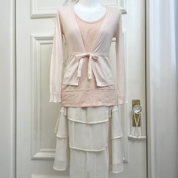 coral dot sleeveless cotton top&coral bo