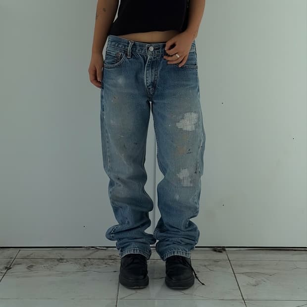 Levi’s 505 빈티지 페인트 리페어 스트레이트 데님 팬츠