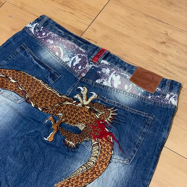 karakuri tamashi oriental denim pants