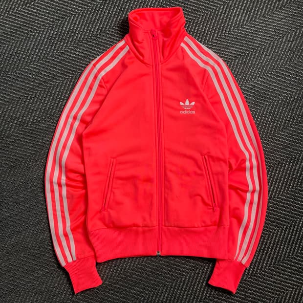 아디다스 우먼스 파이어버드 빅로고 네온 핑크 트랙탑 져지o 4780