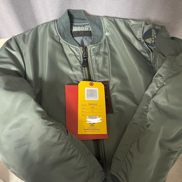 리얼맥코이 MA-1 세이지 그린 데칼 버젼 L 사이즈(현행전)