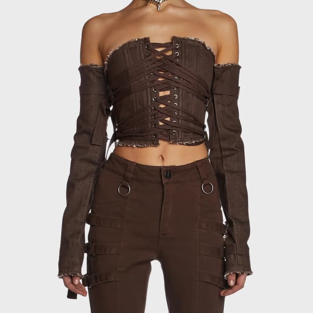 (카리나 착용) 돌스킬 darker wavs 레이스업 코르셋 워머 세트 