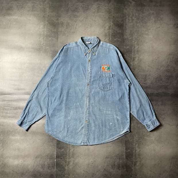 TRUE FAN 빈티지 다운버튼 코튼 데님 셔츠 A00610