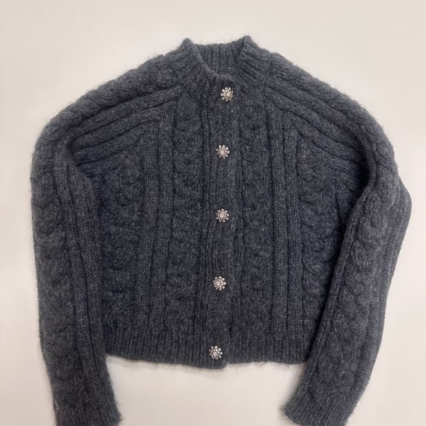 Ganni 가니 울블렌드 케이블가디건