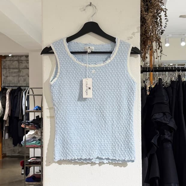꾸레쥬 스카이블루 스모크 니트 탱크탑