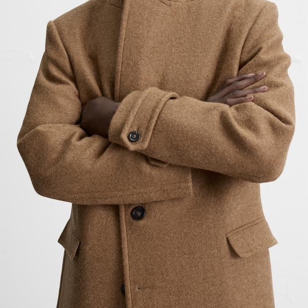 자라 울 블렌드 카멜 코트 