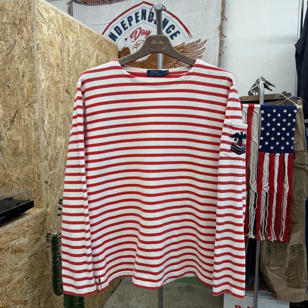 폴로 랄프로렌 스트라이프 보트넥 티셔츠