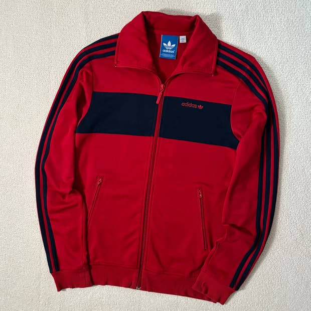 아디다스 베켄바우어 네이비 빨강 버건디 트랙탑 스몰로고 져지