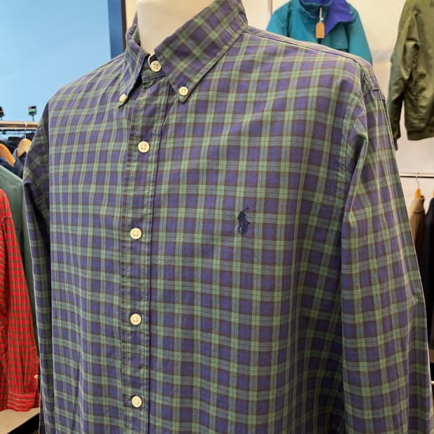 폴로 랄프 로렌 체크 셔츠 네이비