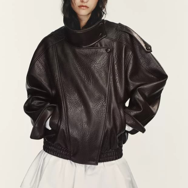 자라 페이크레더 자켓 브라운 XXL