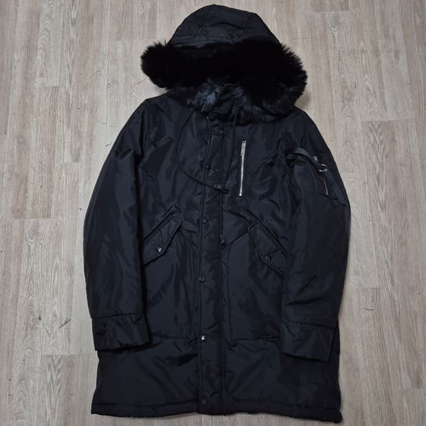 남성 퍼후드 밀리터리 야상 롱패딩 점퍼 L(100)