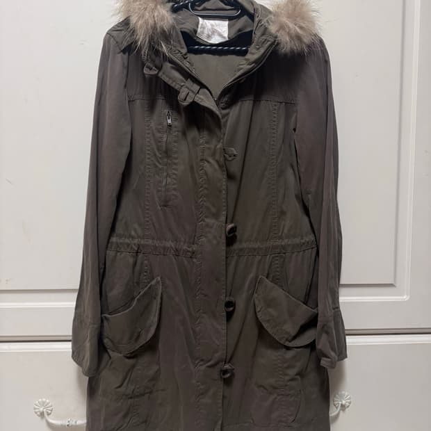 빈티지 모리걸 하구미 후드 퍼 야상 브라운 카키 점퍼