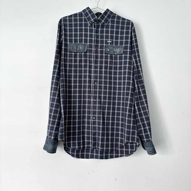 DSQUARED 2 check & denim mix shirt 