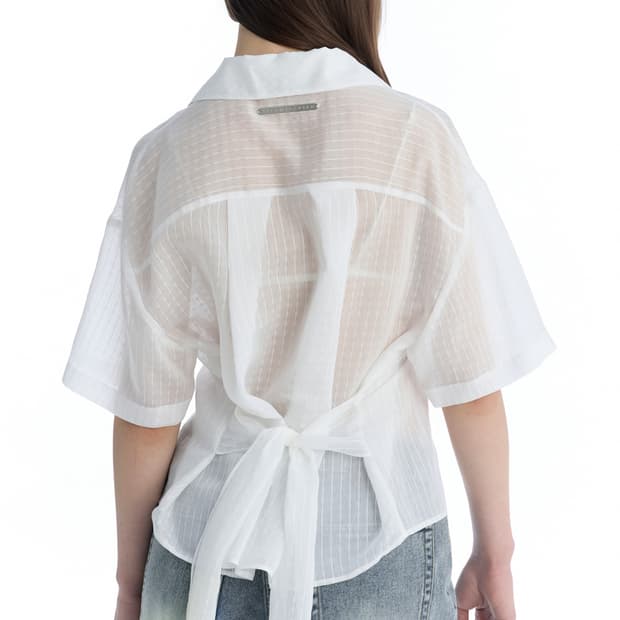 트리밍버드 Tie Waist Shirt [ White ]